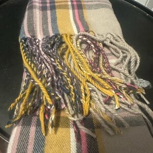 Multicolor Plaid Scarf with Fringe